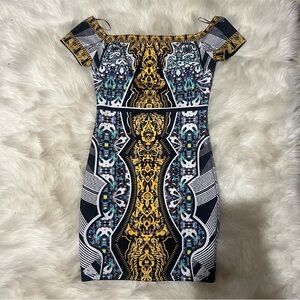 New cavenders print bodycon dress small